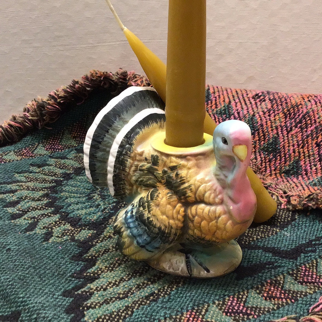 Turkey Taper Holder - earthenware 3-1/2” x 3-1/2”