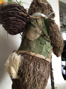 Standing Bunny W/Staff 23” Natural Seagrass