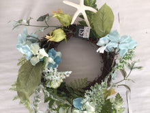 Load image into Gallery viewer, 6&quot;Candle RIng - Hydrangea, Fern, Seashell