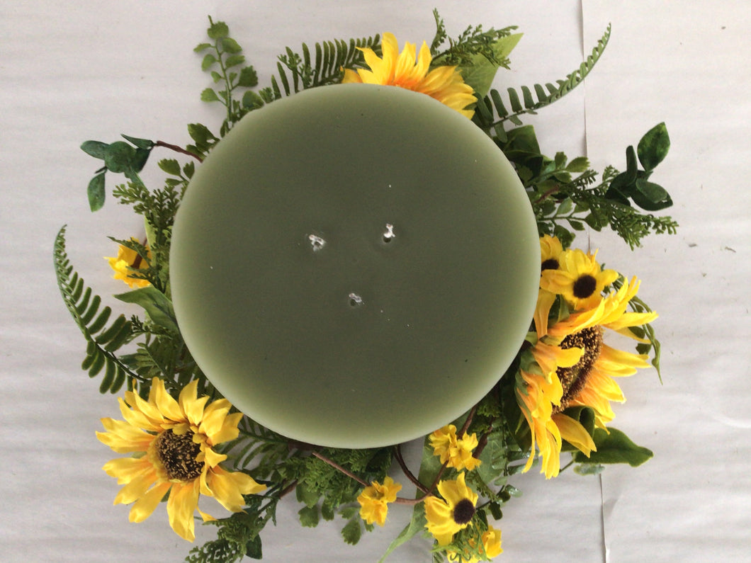 6”Candle Ring - Sunflower & Fern