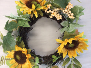 6"Candle Ring - Sunflower & White Berry